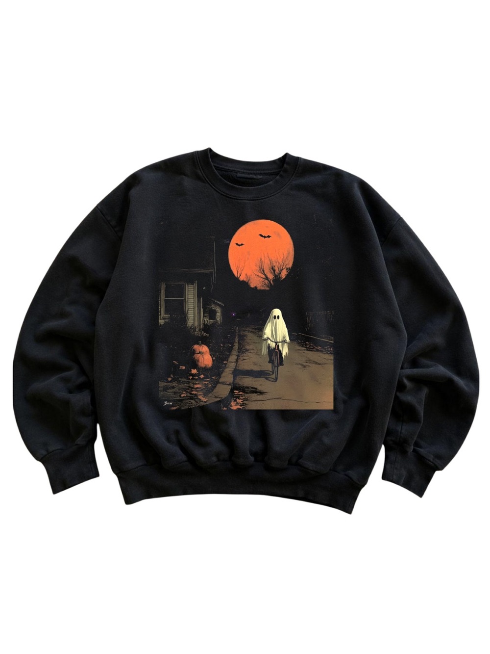 Gildan Black Halloween Graphic Crewneck Sweatshirt
